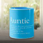 Moderne definitie beste tante tante tweekleurige koffiemok<br><div class="desc">Pas je tante of tante aan om een unieke gave te creëer. Een perfecte manier om haar te shows hoe geweldig ze elke dag is. U kunt de achtergrond zelfs aanpassen aan hun favoriete kleur. Ontworpen door: Thisnotme©</div>