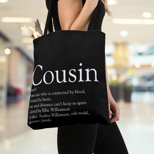 Moderne definitie van een leuk zwart-wit neefje tote bag