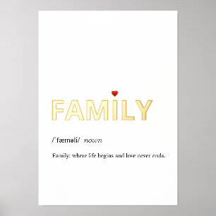 Moderne definitie van FAMILIE minimalistisch wit g Folie Afdrukken
