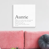 Moderne definitie van tante in zwart-wit canvas afdruk (Insitu (Woonkamer))