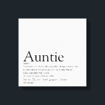 Moderne definitie van tante in zwart-wit canvas afdruk<br><div class="desc">Personaliseer voor je speciale, favoriete tante om een unieke cadeau te maken. Een perfecte manier om haar te laten zien hoe geweldig ze elke dag is. Ontworpen door Thisisnotme©</div>