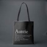 Moderne definitie van tante in zwart-wit tote bag<br><div class="desc">Personaliseer voor je speciale, favoriete tante om een unieke gift te creëren. Een perfecte manier om haar te laten zien hoe geweldig ze elke dag is. Je kunt zelfs de achtergrond aanpassen aan hun favoriete kleur. Ontworpen door Thisisnotme©</div>