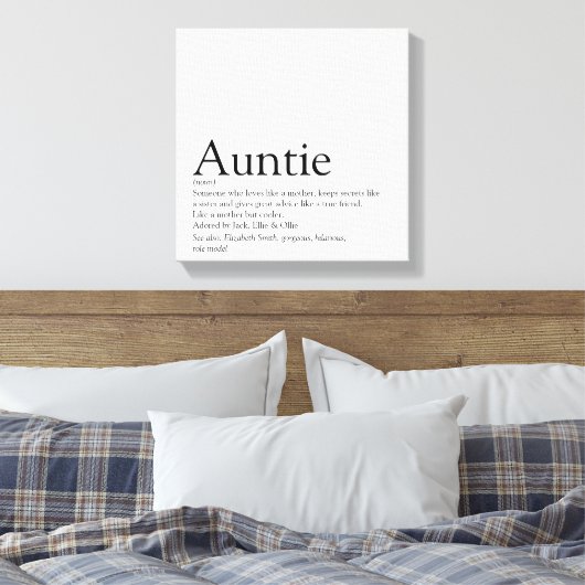 Moderne definitie van tante met zwart en wit canvas afdruk (Insitu (Slaapkamer))