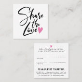 Moderne delen de liefde script typografie schoonhe aanbevelingskaartje (Voorkant / Achterkant)