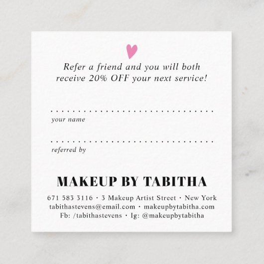 Moderne delen de liefde script typografie schoonhe aanbevelingskaartje (Achterkant)