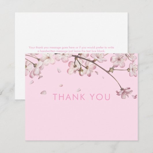 Moderne Delicate Bloesem Bloemen Bloemenroze Bedankkaart (Voorkant / Achterkant)