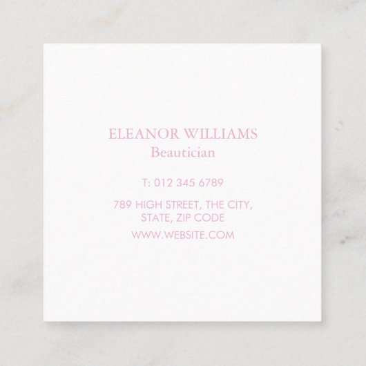 Moderne Delicate Bloesem Bloemen Bloemenroze Vierkante Visitekaartje (Achterkant)