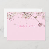 Moderne Delicate Bloesem Bloemige Roze Bedankt Briefkaart (Voorkant / Achterkant)