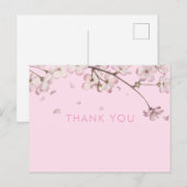 Moderne Delicate Bloesem Bloemrijke Roze Bedankt Briefkaart (Voorkant / Achterkant)