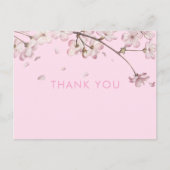 Moderne Delicate Bloesem Bloemrijke Roze Bedankt Briefkaart (Voorkant)