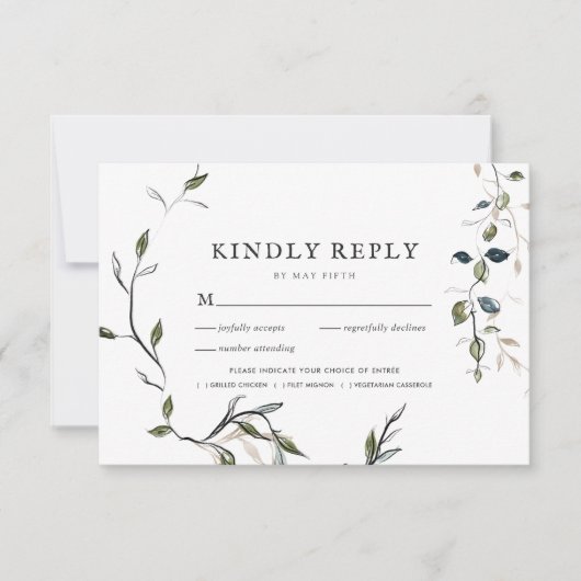 Moderne Delicate Lentegroen RSVP w/Meal (Voorkant)