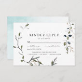 Moderne Delicate Lentegroen RSVP w/Meal (Voorkant / Achterkant)