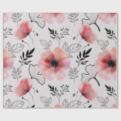 Moderne delicate oranje bloem bladeren cadeaupapier (Vlak)