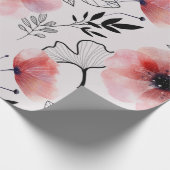 Moderne delicate oranje bloem bladeren cadeaupapier (Hoek)