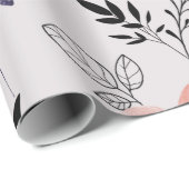 Moderne delicate oranje bloem bladeren cadeaupapier (Rol Hoek)