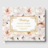 Moderne delicate pastel roze gouden bruiloft gaste gastenboek (Voorkant)