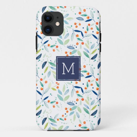Moderne delicate pasteltinten Botanisch patroon Case-Mate iPhone Case (Achterkant)