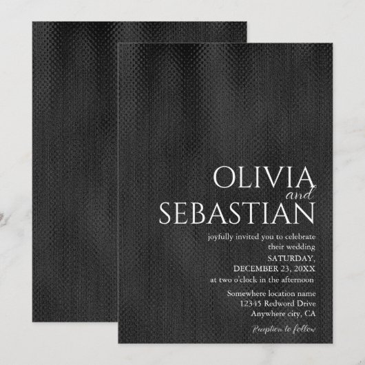 Moderne delicate zwart Minimalistisch getextureerd Kaart (Voorkant / Achterkant)