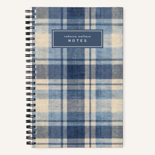 Moderne denim-achtige gestructureerde ruit notitieboek (Voorkant)