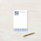 Moderne denim Blue Stripes met aangepaste foto Post-it® Notes (Op bureau)