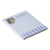 Moderne Denim Blue Stripes met foto-invoegtoepassi Notitieblok (Schuin)