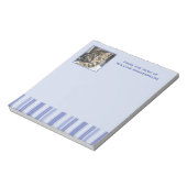 Moderne Denim Blue Stripes met foto-invoegtoepassi Notitieblok (Linkerzijde)