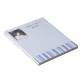 Moderne Denim Blue Stripes met foto-invoegtoepassi Notitieblok (Schuin)