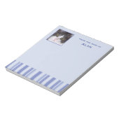 Moderne Denim Blue Stripes met foto-invoegtoepassi Notitieblok (Linkerzijde)