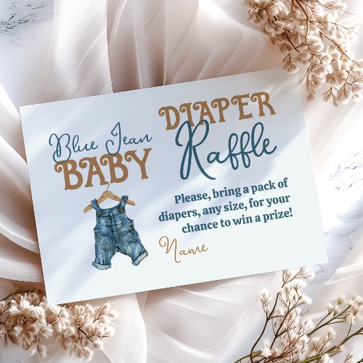 Moderne Denim Boy Blue Jean Baby shower Luier Informatiekaartje