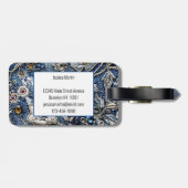 Moderne Denim Jeans Floral Bagagelabel (Achterkant horizontaal)