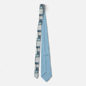 Moderne denim patchwork mozaïekpatroon stropdas (Achterkant)