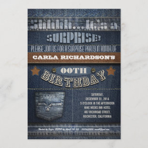 Moderne Denim Surprise verjaardagsfeestje Kaart