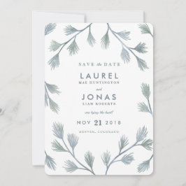 Moderne dennen groene + witte Save the Date Kaarte