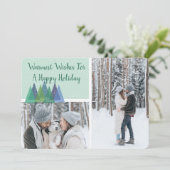 Moderne dennenbomen Warmste Wensen | 3 Foto Vakant Kaart (Staand voorkant)