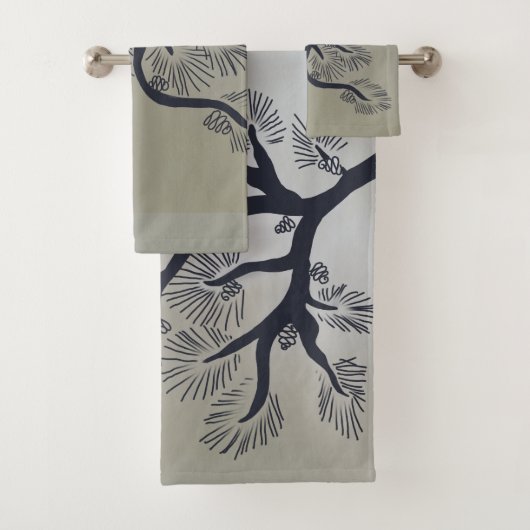 Moderne dennenboom en dennenkegels bad handdoek (Insitu)