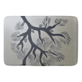 Moderne dennenboom en dennenkegels badmat