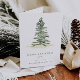 Moderne dennenboom groenblijvend eenvoudig zakelij feestdagen kaart