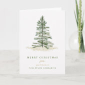 Moderne dennenboom groenblijvende eenvoudige zakel feestdagen kaart (Voorkant)