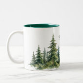 Moderne dennenboom winter aangepaste naam tweekleurige koffiemok (Links)