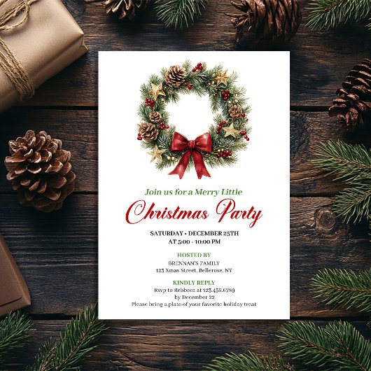 Moderne dennenkrans Kerstfeest Editable Kaart