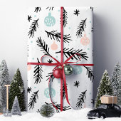 Moderne Dennentakken Chic Kerstvakantie Cadeaupapier