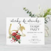 Moderne Derby & Drankfeest Paard Renpaard Ruitersp Kaart (Staand voorkant)