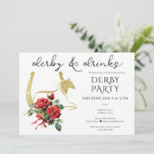 Moderne Derby & Drankfeest Paardenren Equestrian Kaart (Staand voorkant)