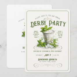 Moderne Derby Feest Waterverf Mint Julep Elegant Kaart