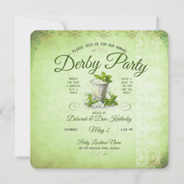 Moderne Derby Feest Waterverf Mint Julep Elegant Kaart