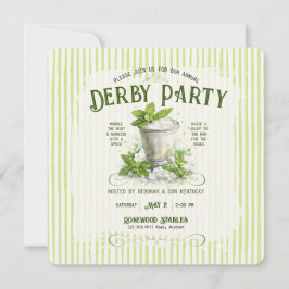 Moderne Derby Feest Waterverf Mint Julep Elegant Kaart