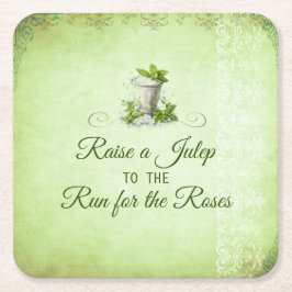 Moderne Derby Feest Waterverf Mint Julep Elegant Kartonnen Onderzetters