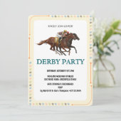 Moderne Derby Paardenrace Feest Uitnodiging (Staand voorkant)