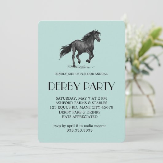 Moderne Derby Party Uitnodiging voor Paardenliefhe (Staand voorkant)