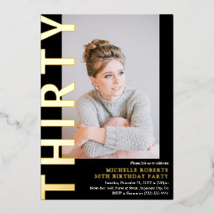 Moderne DERDE Foto 30th Birthday Party Invitation Folie Uitnodiging
